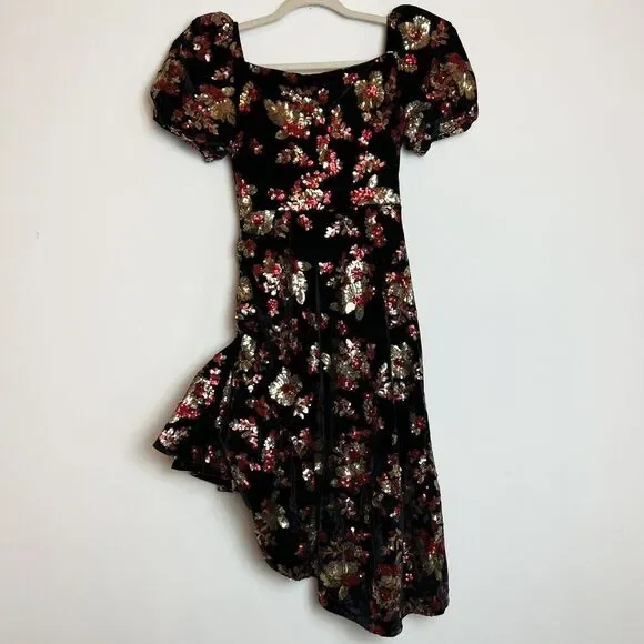 Autumn Adeigbo Rosalie Dress Black Red Gold Sequins Cocktail NWT Sz 6 - Picture 6 of 16